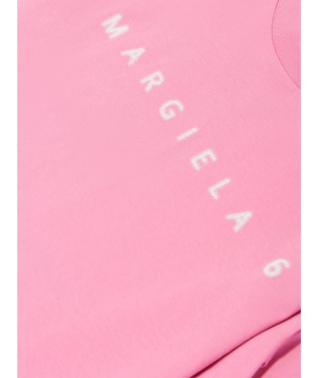 MM6 Maison Margiela Kids Asymmetric Logo T-Shirt in Pink à prix réduit toute l'année