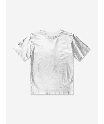 MM6 Maison Margiela Kids Metallic Effect T-Shirt in White de pas cher