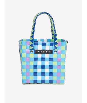 MARNI Girls Woven Micro Basket Bag in Blue (14cm) acheter