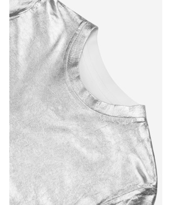 MM6 Maison Margiela Kids Metallic Effect T-Shirt in White de pas cher