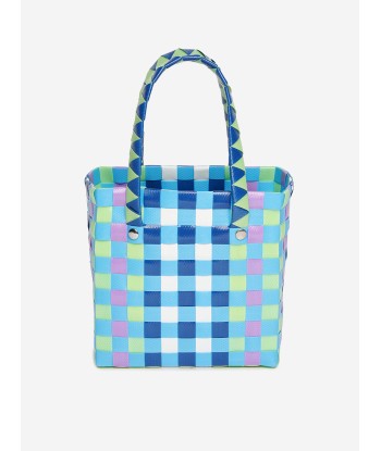 MARNI Girls Woven Micro Basket Bag in Blue (14cm) acheter