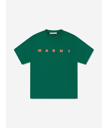 MARNI Kids Logo T-Shirt in Green en linge