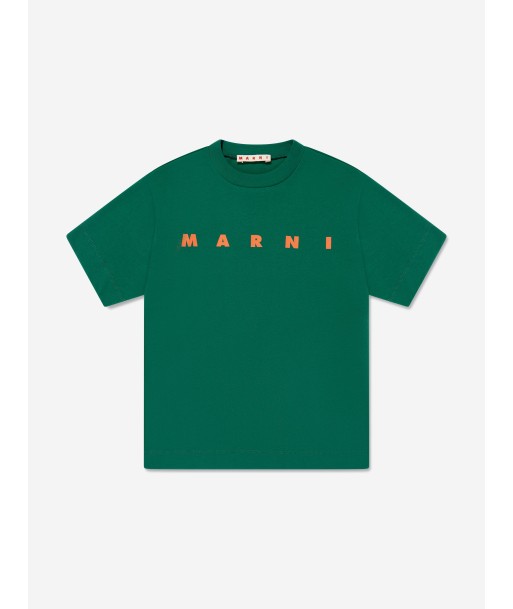 MARNI Kids Logo T-Shirt in Green en linge