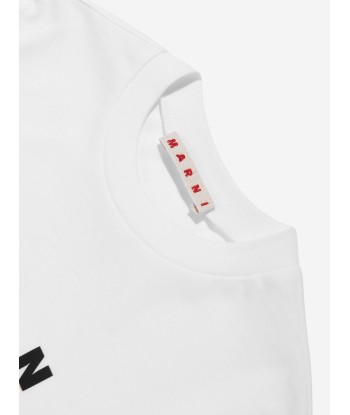 MARNI Kids Logo T-Shirt in White Pour