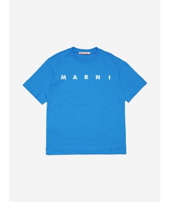 MARNI Kids Logo T-Shirt in Blue de l' environnement