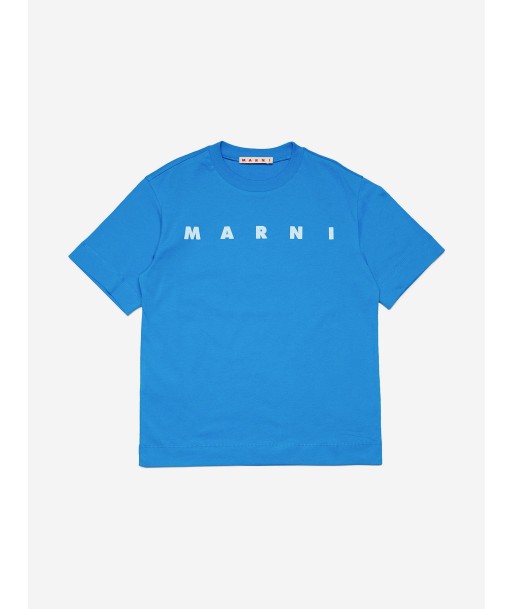 MARNI Kids Logo T-Shirt in Blue de l' environnement