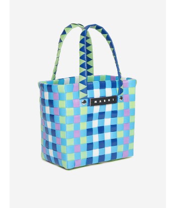 MARNI Girls Woven Micro Basket Bag in Blue (14cm) acheter