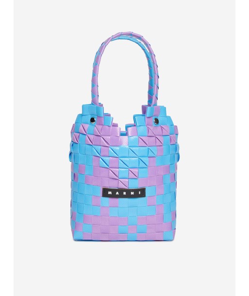 MARNI Girls Woven Diamond Basket Bag in Pink (18cm) en ligne