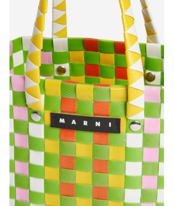 MARNI Girls Woven Micro Basket Bag in Green (14 cm) pour bénéficier 