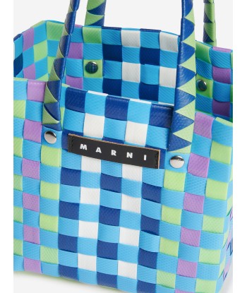 MARNI Girls Woven Micro Basket Bag in Blue (14cm) acheter