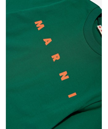 MARNI Kids Logo T-Shirt in Green en linge