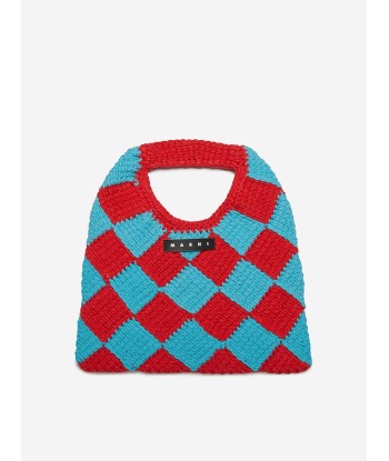 MARNI Girls Diamond Crochet Bag in Red (25cm) hantent personnes