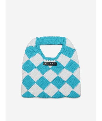 MARNI Girls Diamond Crochet Bag in Blue (25cm) en ligne des produits 