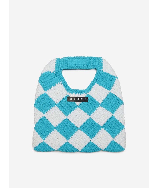 MARNI Girls Diamond Crochet Bag in Blue (25cm) en ligne des produits 