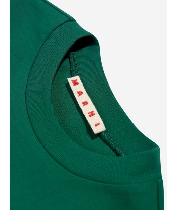 MARNI Kids Logo T-Shirt in Green en linge