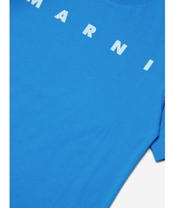 MARNI Kids Logo T-Shirt in Blue de l' environnement