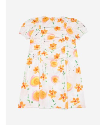 MARNI Girls Flower Print Poplin Dress in White commande en ligne