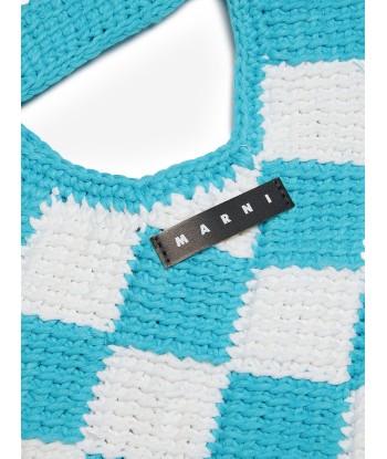 MARNI Girls Diamond Crochet Bag in Blue (25cm) en ligne des produits 