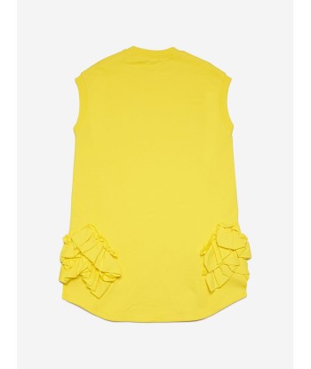 MARNI Girls Sleeveless Ruffle Sweater Dress in Yellow Fin de série