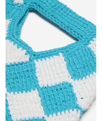 MARNI Girls Diamond Crochet Bag in Blue (25cm) en ligne des produits 