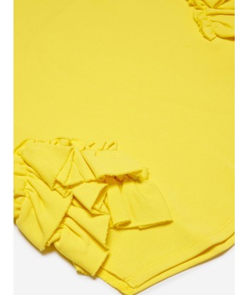 MARNI Girls Sleeveless Ruffle Sweater Dress in Yellow Fin de série