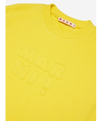 MARNI Girls Sleeveless Ruffle Sweater Dress in Yellow Fin de série