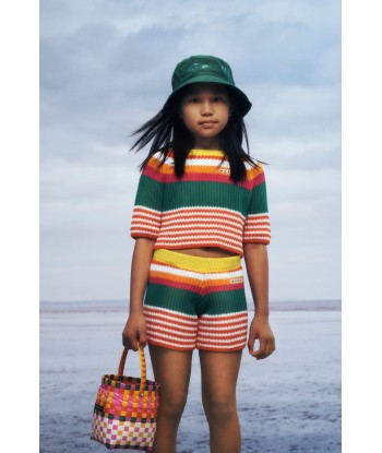 MARNI Girls Striped Knitted Jumper in Orange Faites des économies