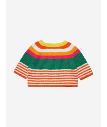 MARNI Girls Striped Knitted Jumper in Orange Faites des économies