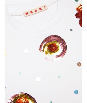 MARNI Girls Embellished Flower Sweatshirt in White 50-70% off 