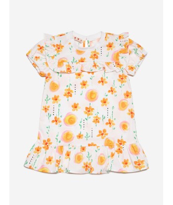 MARNI Baby Girls Flower Print Dress in White pas cheres