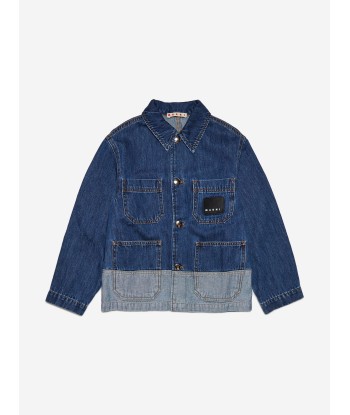 MARNI Kids Two-Tone Denim Jacket in Blue Les magasins à Paris et en Île-de-France