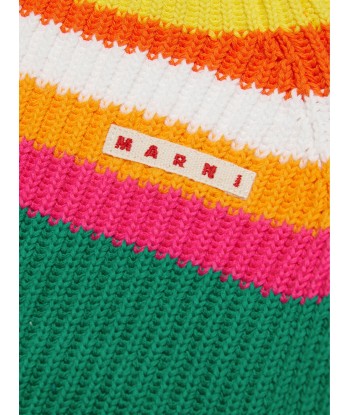 MARNI Girls Striped Knitted Jumper in Orange Faites des économies