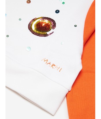 MARNI Girls Embellished Flower Sweatshirt in White 50-70% off 