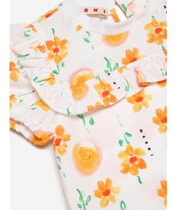 MARNI Baby Girls Flower Print Dress in White pas cheres