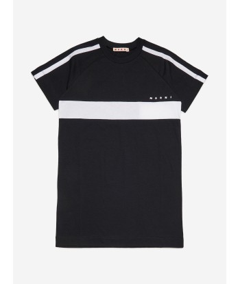 MARNI Girls Striped Logo T-Shirt Dress in Black 2 - 3 jours ouvrés.