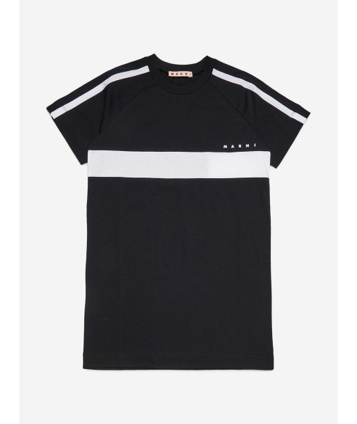 MARNI Girls Striped Logo T-Shirt Dress in Black 2 - 3 jours ouvrés.