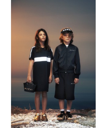 MARNI Girls Striped Logo T-Shirt Dress in Black 2 - 3 jours ouvrés.