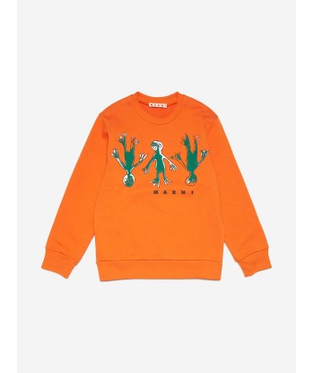 MARNI Kids Frog Print Logo Sweatshirt in Orange l'achat 