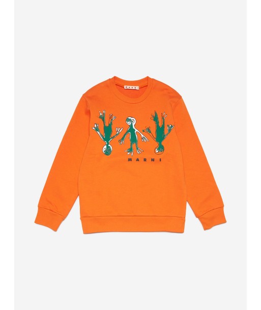 MARNI Kids Frog Print Logo Sweatshirt in Orange l'achat 