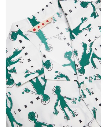 MARNI Kids Frog Print Shirt in White Paris Déstockage Promo