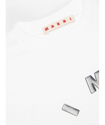 MARNI Kids Logo Print T-Shirt in White meilleur choix