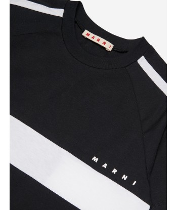 MARNI Girls Striped Logo T-Shirt Dress in Black 2 - 3 jours ouvrés.