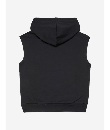 MARNI Kids Sleeveless Logo Hoodie in Black votre