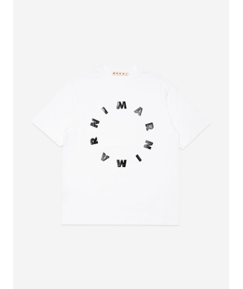 MARNI Kids Logo Print T-Shirt in White meilleur choix