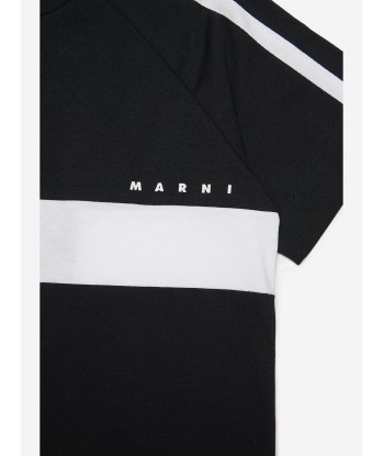 MARNI Girls Striped Logo T-Shirt Dress in Black 2 - 3 jours ouvrés.