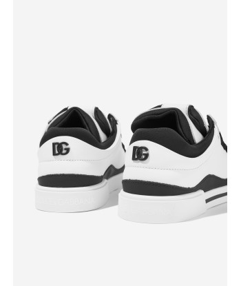 Dolce & Gabbana Boys Leather Logo Lace Up Trainers in White suggérées chez