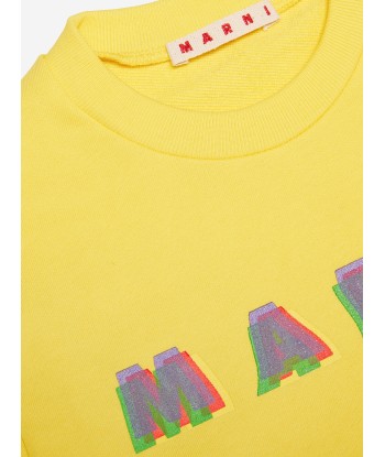 MARNI Kids Logo Sweatshirt in Yellow en ligne