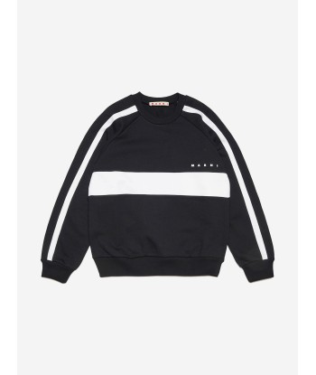 MARNI Kids Striped Logo Sweatshirt in Black basket pas cher