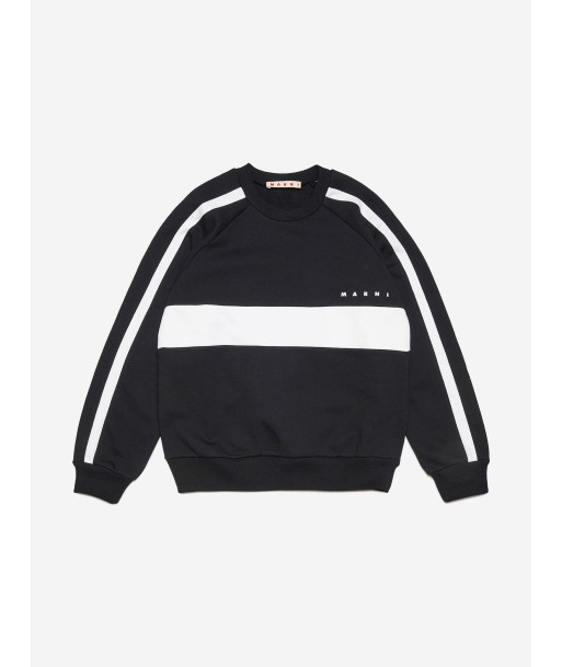 MARNI Kids Striped Logo Sweatshirt in Black basket pas cher