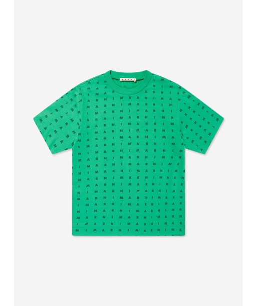 MARNI Kids Logo T-Shirt in Green Dans la société mordern